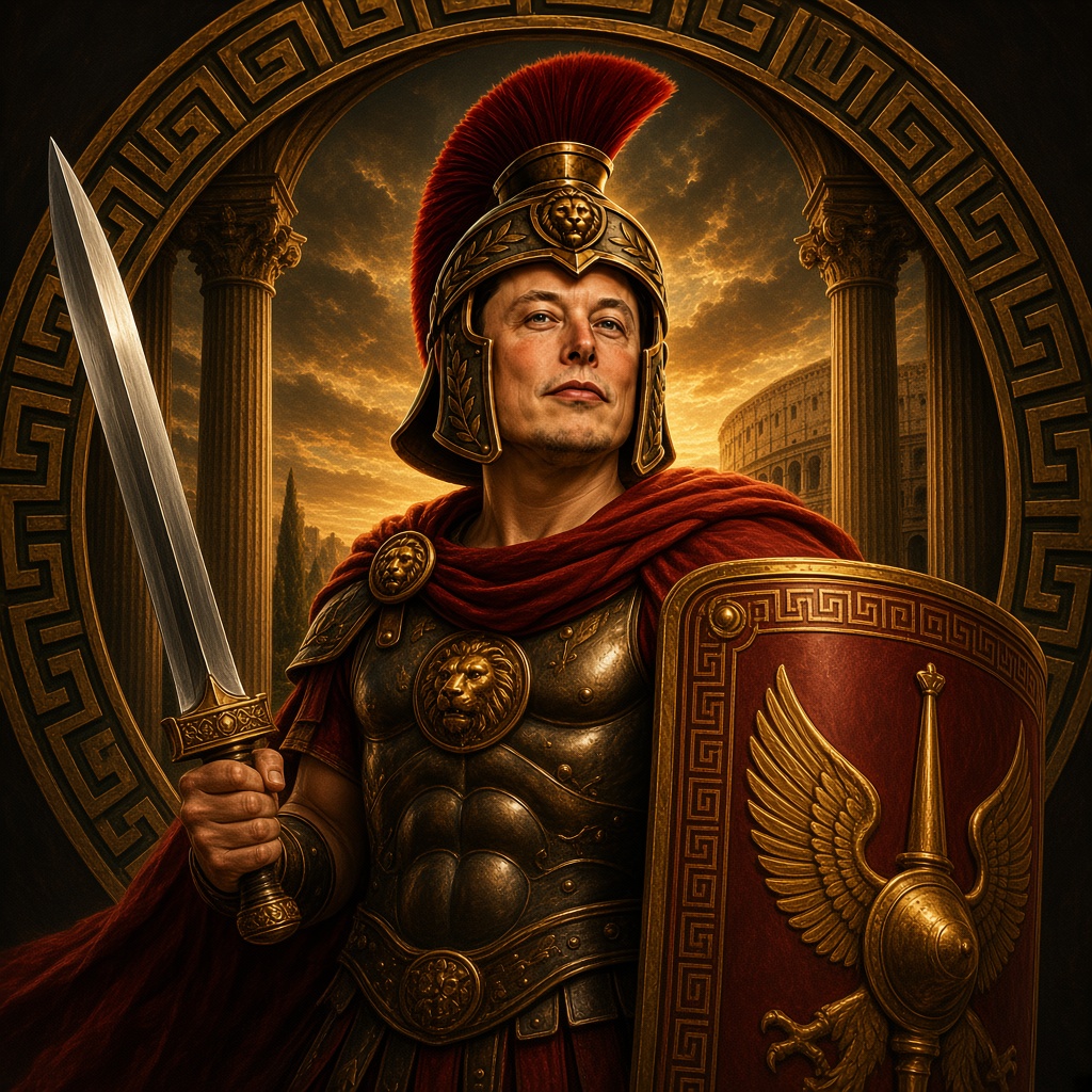 Elonius with gladius and eagle shield
