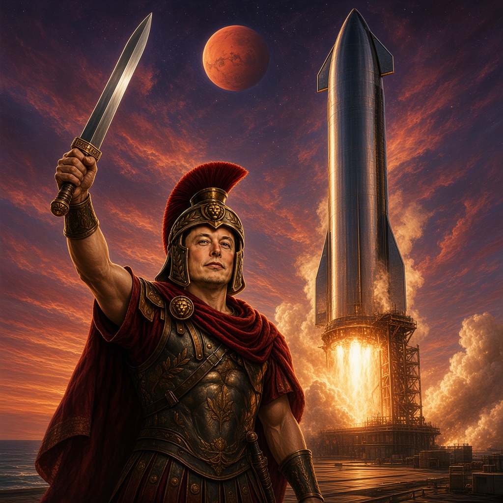 Elonius launching the imperial rocket